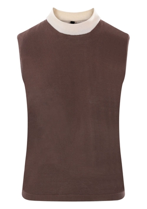 Sara Lanzi contrast-collar fine-knit vest - Brown