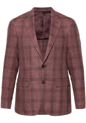 Canali single-breasted checked blazer - Pink