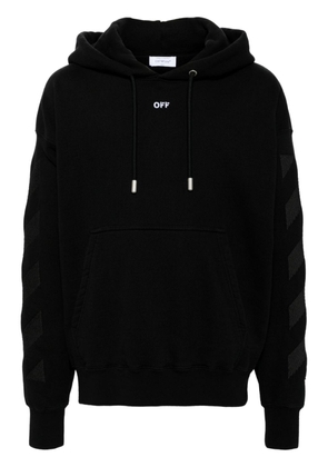Off-White logo-embroidered cotton hoodie - Black