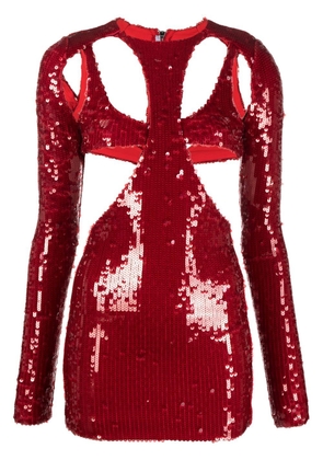LaQuan Smith sequinned cut-out minidress - Red