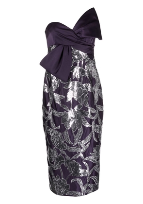 Marchesa Notte Lotus sequin-embellished midi dress - Purple