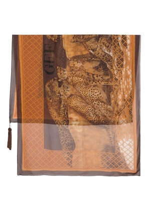 Gianfranco Ferré Pre-Owned Chita-print silk scarf - Brown