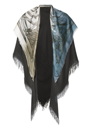 Gucci Pre-Owned fringed colourblock silk scarf - Grey