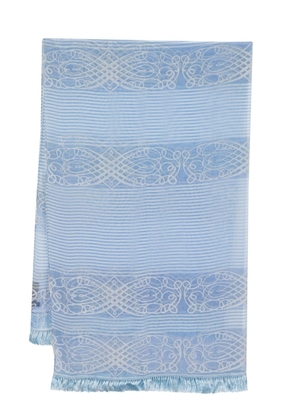 Gianfranco Ferré Pre-Owned striped fringed silk scarf - Blue
