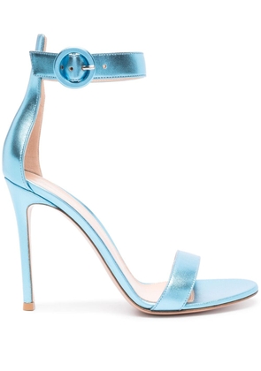 Gianvito Rossi Portofino 85mm metallic-leather sandals - Blue