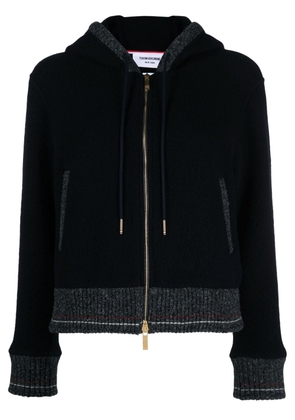 Thom Browne hooded zip-up wool cardigan - Blue