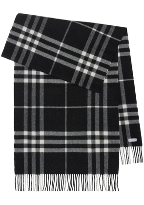 Burberry check-print fringed cashmere scarf - Black