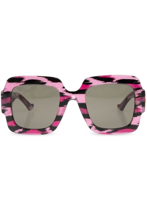 Gucci Eyewear square-frame stripe-print sunglasses - Pink