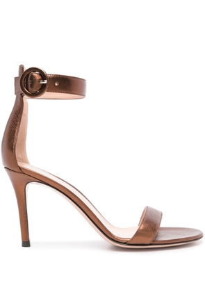 Gianvito Rossi Portofino 85mm metallic-leather sandals - Brown