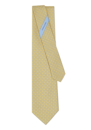 Ferragamo Gancini-print silk tie - Yellow