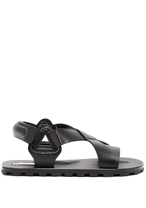 Jil Sander crossover-strap flat leather sandals - Black