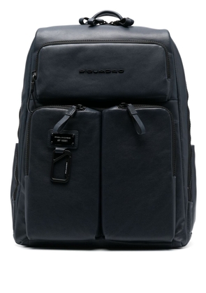 PIQUADRO logo-lettering leather backpack - Blue