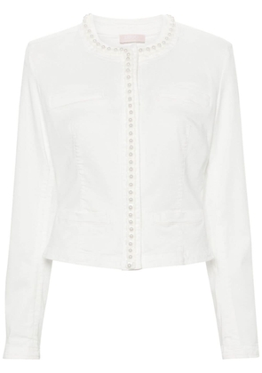 LIU JO bead-detail denim jacket - White