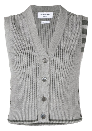 Thom Browne 4-Bar stripe intarsia-knit vest - Grey