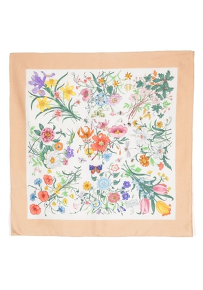 Gucci Pre-Owned floral-print silk scarf - Neutrals