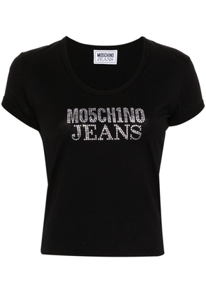 MOSCHINO JEANS crystal-embellished logo T-shirts - Black
