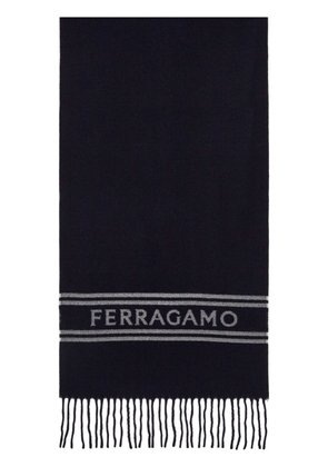 Ferragamo logo-knitted cashmere scarf - Blue