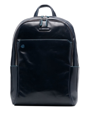 PIQUADRO leather logo-patch backpack - Blue