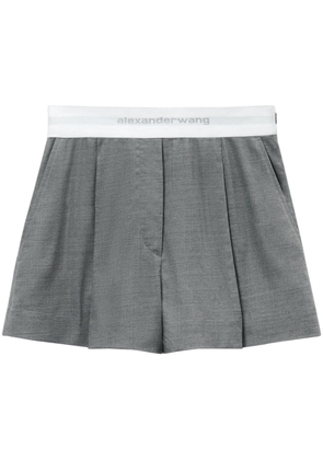 Alexander Wang logo-waistband pleated shorts - Grey
