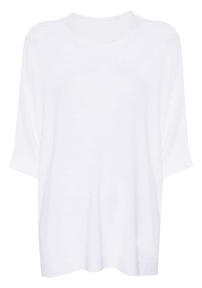 Le Tricot Perugia rolled-neckline short-sleeve jumper - White