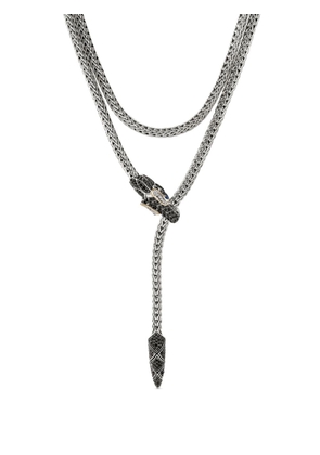 John Hardy 18kt gold and sterling silver Naga Lariat diamonds and sapphires necklace