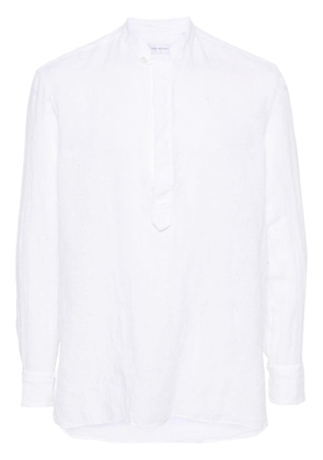 Tagliatore embroidered-motif linen shirt - White