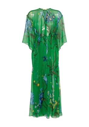 ERDEM floral-print semi-sheer dress - Green