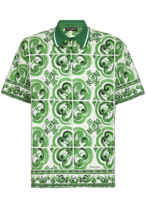 Dolce & Gabbana Majolica-print cotton polo shirt - Green