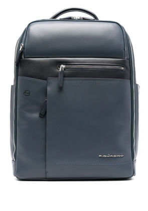 PIQUADRO Cary logo-lettering leather backpack - Blue