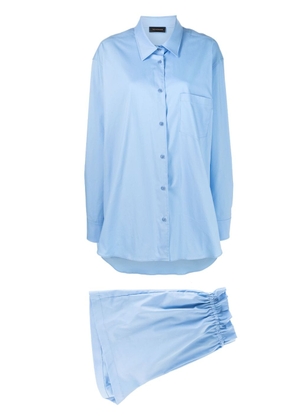 THE ANDAMANE drawstring waist poplin shorts - Blue