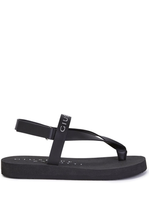 Giuseppe Zanotti logo-print thong-strap sandals - Black