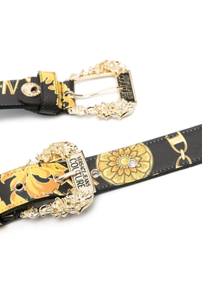 Versace Jeans Couture baroque-pattern leather belt - Black