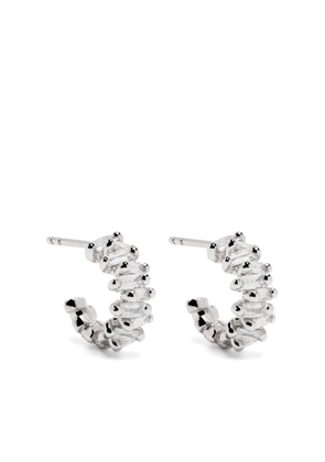 Suzanne Kalan 18kt white gold diamond hoop earrings - Silver