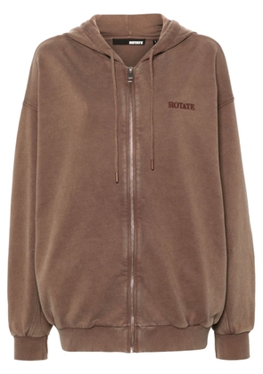 ROTATE BIRGER CHRISTENSEN logo-embroidered zipped hoodie - Brown