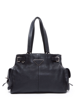 Prada Pre-Owned triangle-logo leather tote bag - Black