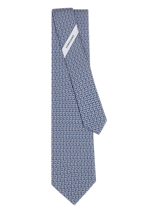 Ferragamo Gancini-print silk tie - Grey