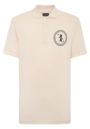 Billionaire logo-embroidered cotton polo shirt - Neutrals