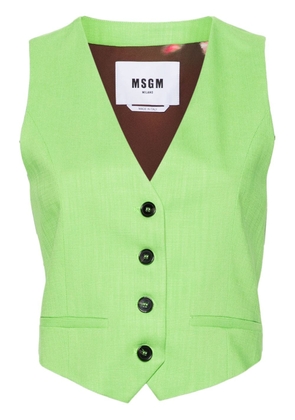 MSGM cropped textured waistcoat - Green
