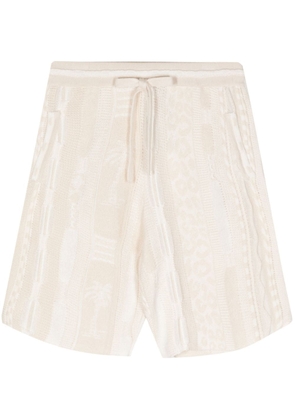 Laneus textured-finish cotton shorts - Neutrals