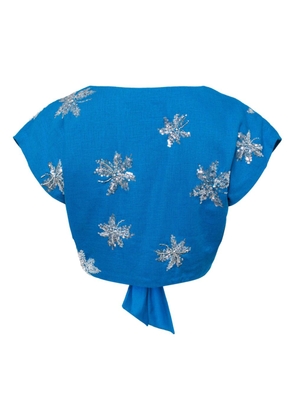 Waimari Margot sequin-embellished bow-detail top - Blue