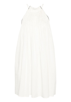 Alysi pleated cotton mini dress - White