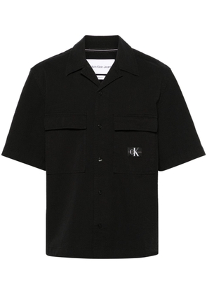 Calvin Klein Jeans logo-patch seersucker shirt - Black