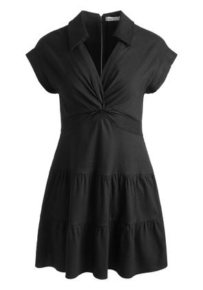 alice + olivia Mila v-neck twistted-front mini dress - Black