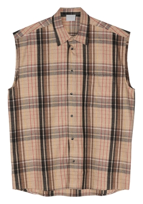 VTMNTS tarta-check flannel sleeveless shirt - Neutrals