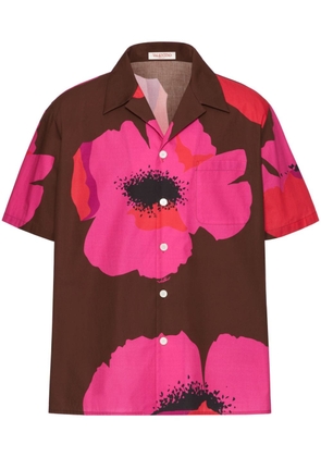 Valentino Garavani Flower Portrait-print bowling shirt - Brown