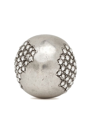 Saint Laurent crystal-embellished rounded ring - Silver