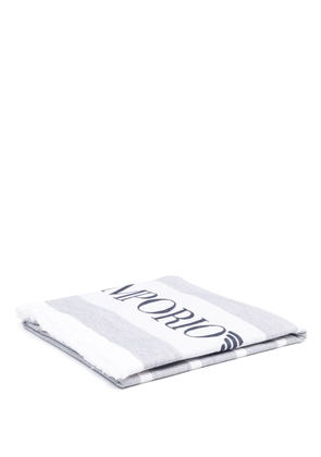 Emporio Armani logo-print striped beach towel - White