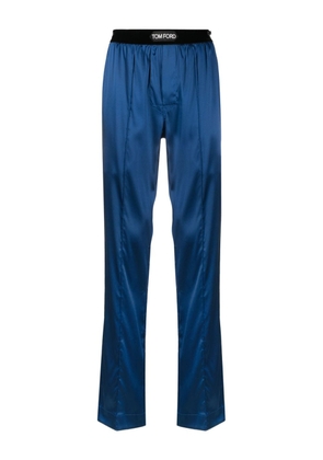 TOM FORD logo-waistband silk trousers - Blue