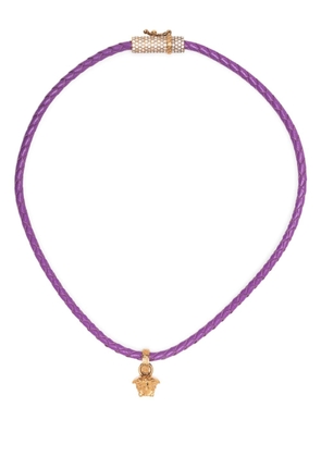Versace Medusa pendant leather necklace - Purple