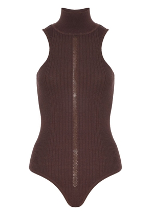 RTA high-neck knitted bodysuit - Brown